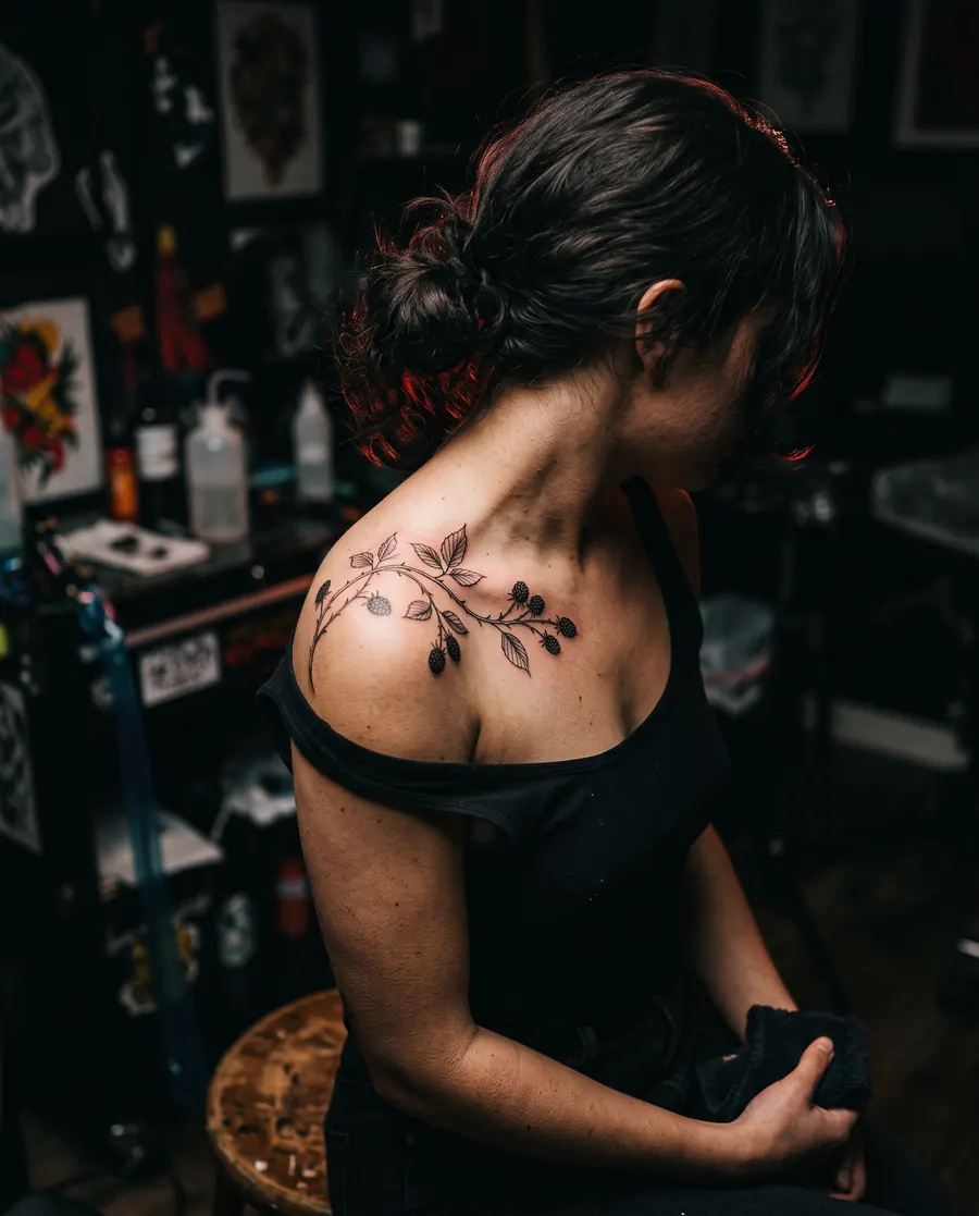 Tatouage fine line botanique